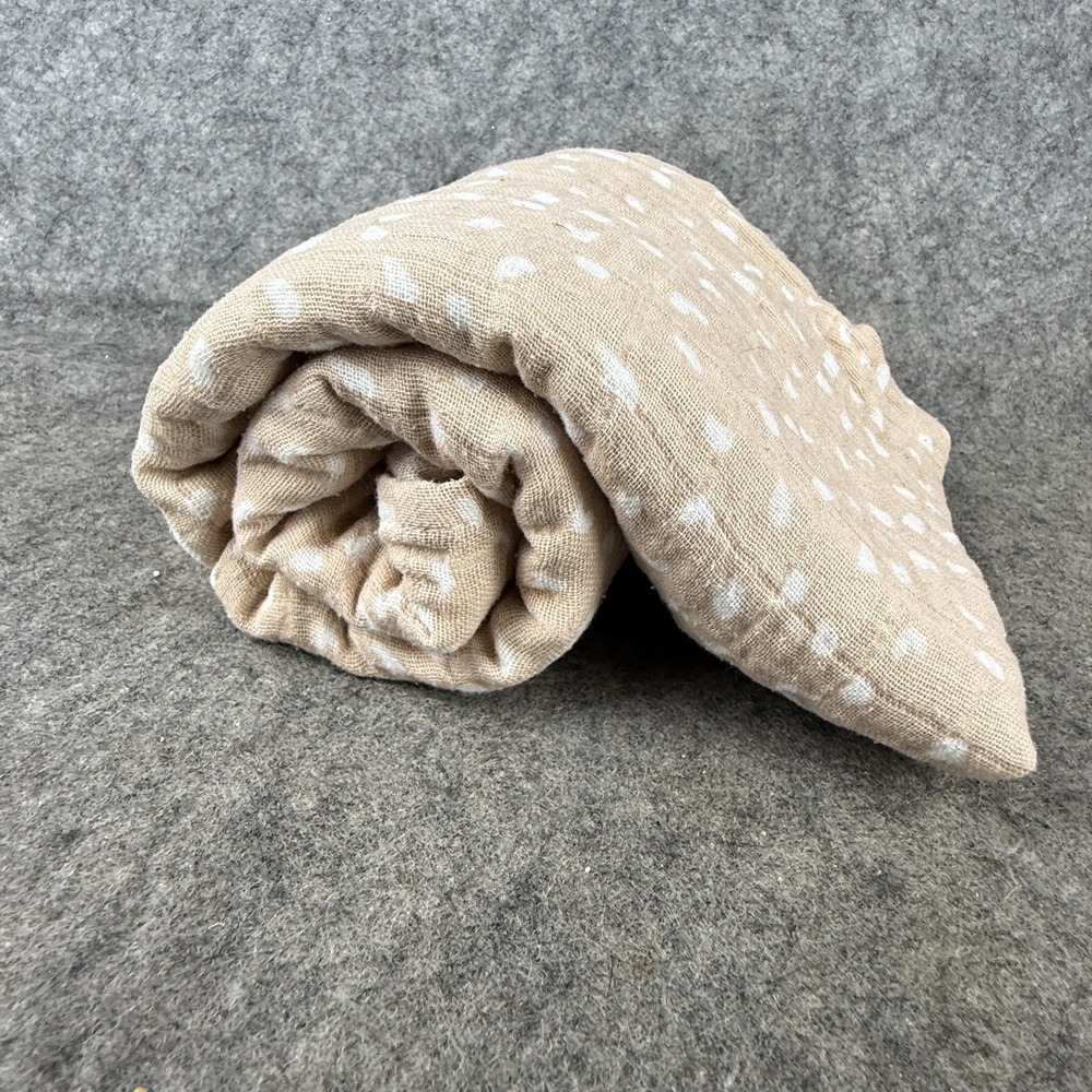 All4Ella Aussie Muslin Wrap Beige White Dot Swaddle Lightweight 100% cotton
